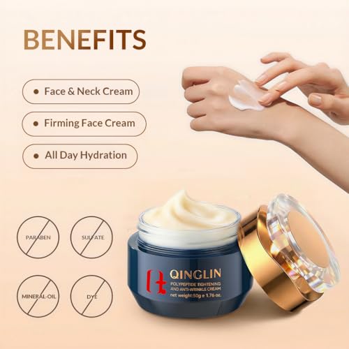QINGLIN Peptide Face Cream, Firming Moisturizer with Hyaluronic Acid