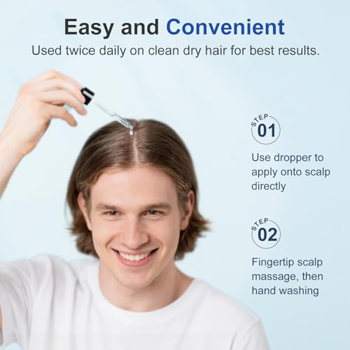 8 Pack 5% Minoxidil Hair Regrowth Serum for Men & Women, Biotin-Enriched Liquid Solution for Thicker, Fuller Hair and Beard, Extra Strength, 8 Month Supply