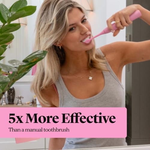 Made by Dentists PRO‑X Sonic Electric Toothbrush for Adults – 70‑Day Battery on One Charge, Dentist‑Designed Whitening Rechargeable Toothbrush, 3 Brush Heads & Travel Case, 3 Modes, Pink