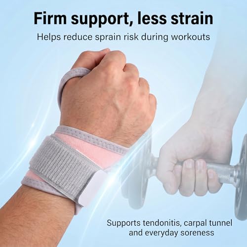2-Pack Wrist Wraps, Breathable Adjustable Wrist Support for Workouts & Daily Use, Unisex Wrist Brace for Carpal Tunnel Tendonitis Pain Relief, One Size Fits All (Pinka)