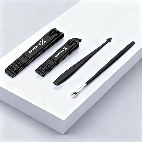 Manicure Pedicure Set, 9pcs Stainless Steel Nail Clippers Grooming Kit, Professional Complete Manicure Kit for Men, Mini Travel Nail Care Tools with Bag (Black)