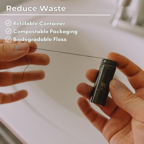 Refillable Black Container and Dental Floss Picks Bundle!