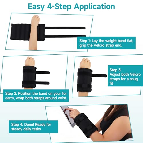 Weighted Wrist Brace for Hand & Forearm Workout,Adjustable Wrist Weight with Removable Steel Bars, Comfortable Neoprene Sleeve for Rehabilitation, Strength Training & Toning - Black（2pcs）