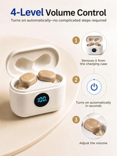 Hearing Aids for Seniors Rechargeable with Noise Cancelling Beige
