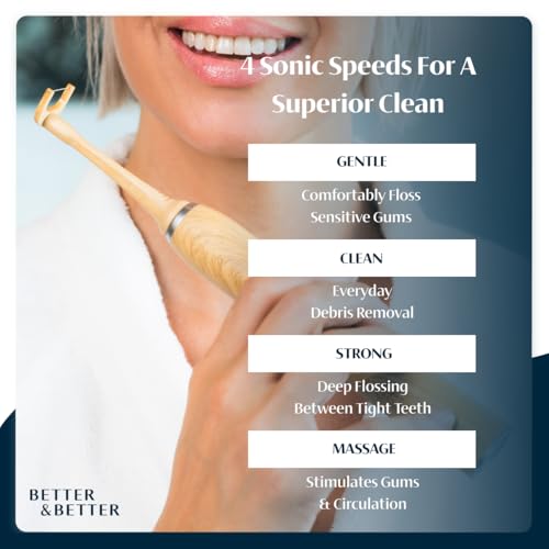 Better & Better Bamboo Sonic Electric Flosser Refill Tips - 90 Pack | Replaceable Bamboo Flossing Tips for Deep, Gentle Cleaning | Plant-Based, Gum-Friendly & Plaque-Removing Oral Care 90 Count (Pack of 1)