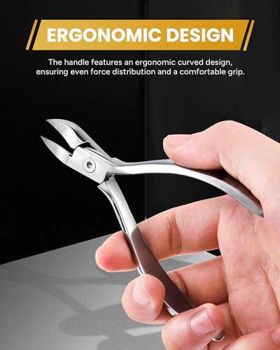 Toenail Clippers, Professional Ingrown Nail Clippers for Men Women& Seniors, Toenail Clippers for Thick Toenails, Premium Quality Stainless Steel Nail Clippers with Super Sharp Curved Blades