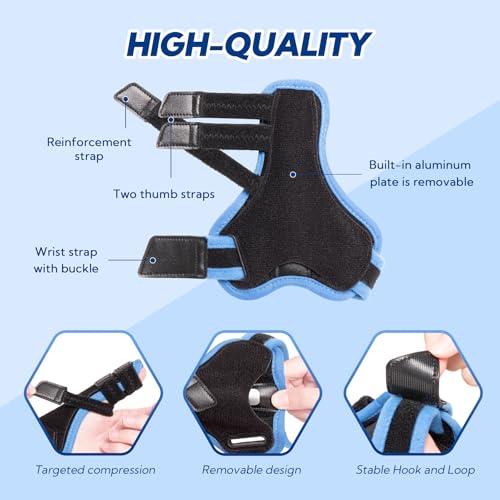 Trigger Thumb Splint, Thumb Spica Splint-Dequervains Tendonitis, CMC Joint Thumb Arthritis Brace, Thumb Stabilizer for Broken Thumb, Sprain, Ligament Tears, Fits Left & Right, S/M