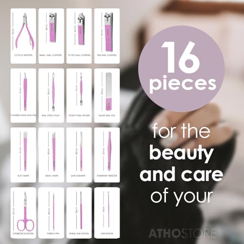 Generic 16 in 1 Manicure Kit Stainless Steel Manicure Pedicure Set Professional Travel Manicure Set Nail Clipper Set (Purple) Purple