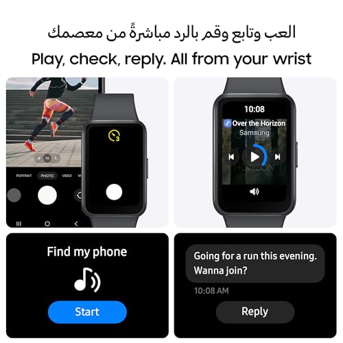 SAMSUNG Galaxy FIT 3 [2025, 40MM] 1.6" AMOLED Display | IP68 Water Resistant | 14 Days Battery Life | 100+ Watchfaces | 100+ Exercise Modes | International Model (Fast Charger Bundle, Black)