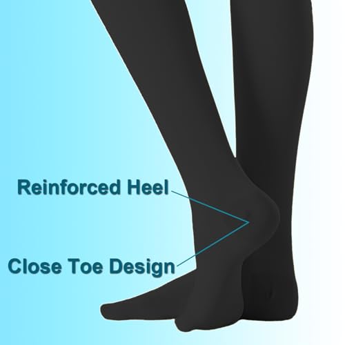 Medical Compression Pantyhose 20-30mmHg,Medical Hose Tights Women Medium Closed Toe Black