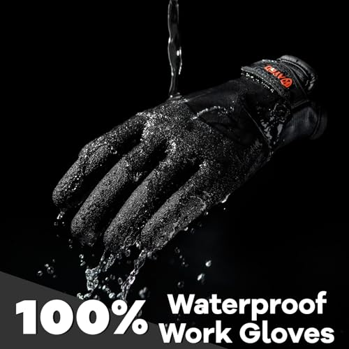KAYGO Waterproof Thermal Work Gloves, Full Hand Latex Coated, KG140W Black Medium 1