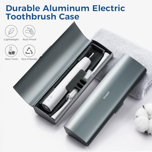 Aluminum Electric Toothbrush Travel Case, 2 in 1 Travel Toothbrush Holder for Oral B/Oral-B Pro 1000 1500 5000 and Most Electric Toothbrush for Traveling, Removable Silicone Liner-Grey Grey 1 Pack