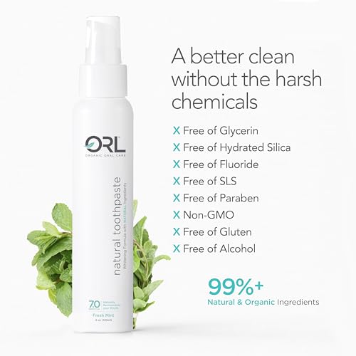 ORL Non-Nano Hydroxyapatite Toothpaste, Fluoride-Free, with Organic Xylitol. Helps Strengthen Teeth, Non-Toxic Ingredients. Natural Fresh Mint Flavor 4 oz. Made in USA