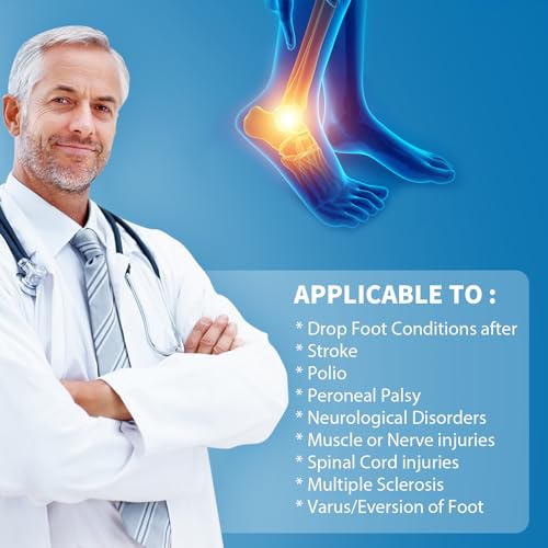 Tenbon Ankle Support Drop Foot Brace Orthosis - Comfort Cushioned Adjustable Wrap Compression For Improved Walking Gait, Prevents Cramps Ankle Sprains (Gray) Gray