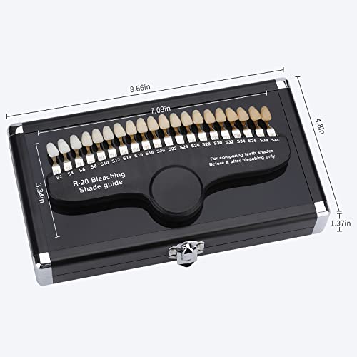 Dental Shade Guide Professional 3D R-20 Tooth Whitening Shade Chart with 20 Colors Teeth Shade Guide with Mirror