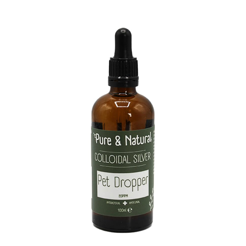 Pure & Natural Colloidal Silver 20PPM - High Strength Natural Antibacterial, Antifungal, Anti Itch for Dogs, Cats, other Animals, 100ml with Dropper