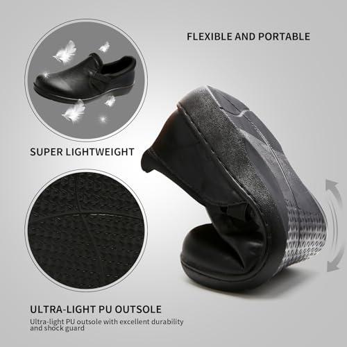 UZB Orthopedic Loafers for Women Slip on Shoes Comfortable Casual Dress Shoes with Memory Foam 8 Black