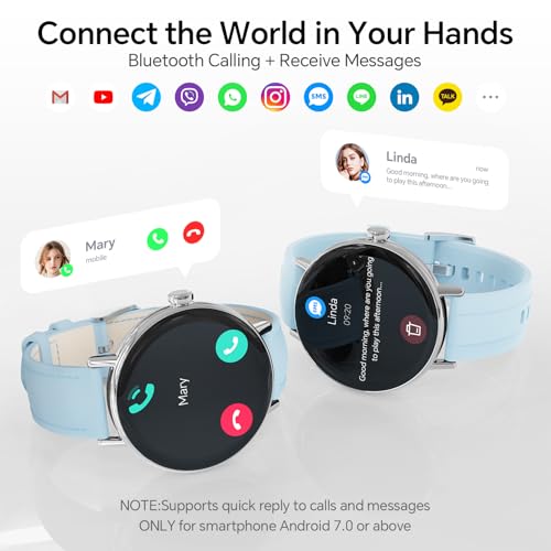 Smart Watches for Men Women,Smartwatch for iPhone/Samsung/Android,(Answer/Make Call),1.57" HD 43mm Fitness Tracker with Heart Rate/SpO2/Sleep Monitor,IP68 Waterproof,110+ Sport Mode,with 2 Bands Sky Blue 1.57 inches