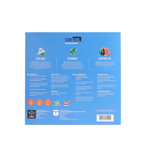Stay Cool Mint Duo Plus Watermelon Breath Freshener Sprays - Cool Mint, Spearmint, Watermelon 3-Pack