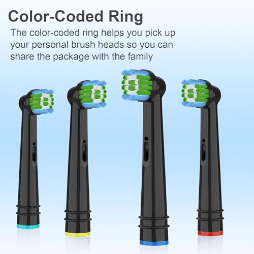 Toothbrush Head Compatible with Oral B Electric Toothbrush, Brush Heads Compatible with Oral B for Cleaning Teeth and Removing Plaque Black 16 Count (Pack of 1)
