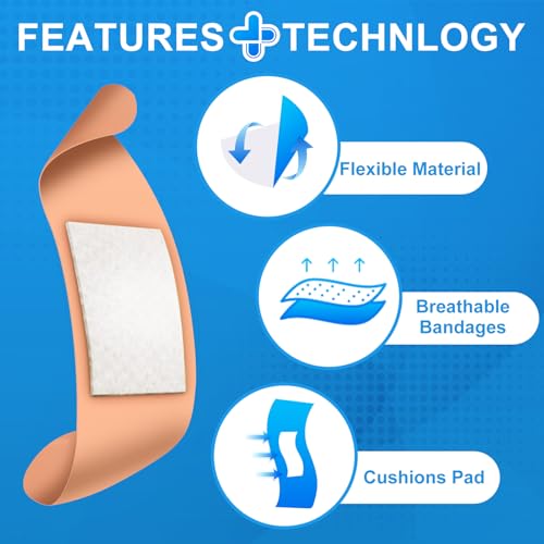 Bandages Variety Pack - 800 Pcs Assorted Bandages Bulk, Large Adhesive Fingertip Bandage, Waterproof Bandage Breathable for First Aid and Protect Wounds (10 Styles) 800 Count (Pack of 1)