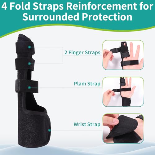 lefeke Trigger Finger Splint, Finger Brace for Middle, Index, Pinky, or Ring Finger Support, Hand Splint for Arthritis, Fracture, Hand Brace Splint with maniphalanx Support (2 Fingers Fixed) Black