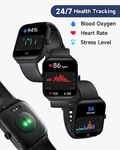 1.95" Smart Watch for Men Women with ALEXA, Fitness Watch for Android iOS Black