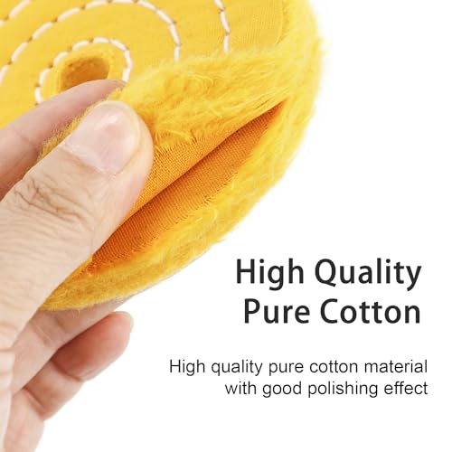 SCOTTCHEN 4" Buffing Polishing Wheels Soft(30Ply)/ Fine(50Ply)/ Medium(38Ply)/ Coarse 1/2" Thick/Rough 1/2" Thick with 1/2" Arbor Hole with 2sets 1/4" Shank for Drill - 5Pack
