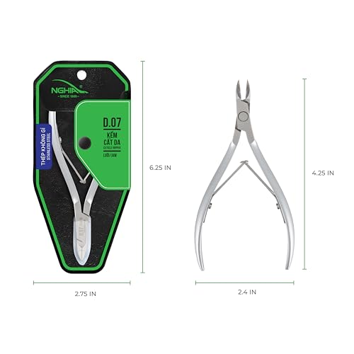 NGHIA Cuticle Nipper - D-07 JAW 16 | Stainless Steel | Durable and Sharp | Ergonomic Design | Grey Plated | Ideal for Salons and Home Use Jaw 16 (6.5 - 7.5 mm)