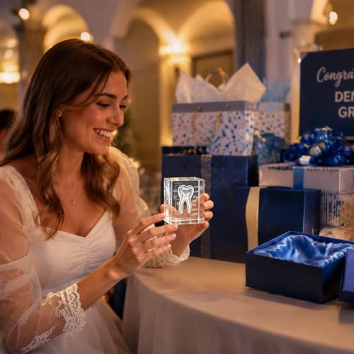 Ultrassist 3D Crystal Tooth Model, Laser-Etched Dentist Gift & Desk Decor