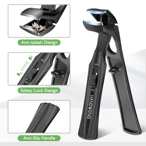 Toenail Clippers for Seniors Thick Toenails, Angled Head Large Toe Nail Clippers for Thick Nails for Men, 360° Rotating Nail Clippers with Long Hande, Heavy Duty Fingernail Clippers with Wide Opening