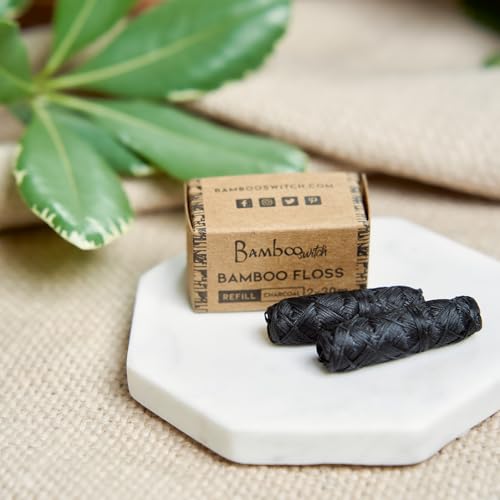 Bamboo Charcoal Dental Floss Refills (8 Spools), Eco-Friendly, Mint Bamboo Fiber, Vegan, Plastic-Free Charcoal / 8 Spools (787 Ft)