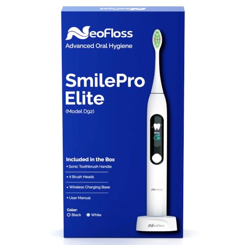 SmilePro Elite Sonic Electric Toothbrush – 5 Cleaning Modes, 3 Intensity Levels, 2-Min Smart Timer, Long Battery Life, White