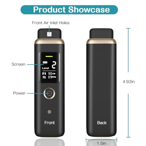 Bad Breath Checker Professional Oral Odor Monitor Smart Bad Breath Tester, 32-bit CPU Precise MEMS Sensor Auto Calibration Rechargeable Halimeter for Oral Hygiene Check Black