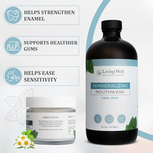 Sensitive Teeth Bundle,Tooth Powder + Cool Mint Mouthwash