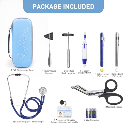 Scian 13 Pcs Stethoscope Case Kits, Supplies Inclued, Perfect Nurse Gift Stethoscope Holder for Nurse Medical Student, Blue Portable First Aid Kit Bag with Medical Scissor, Nurse Accessories for Work