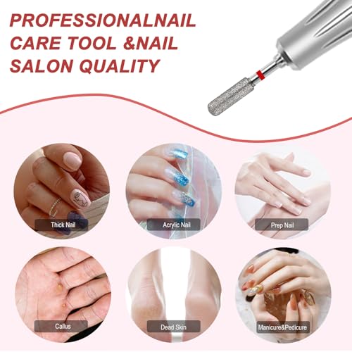 Cuticle Nail Drill Bit, Pro Diamond Cuticle Bits for Nails Nail Buffer Bit Nail Trimer, Under Nail Cleaner Cuticle Remover Nail Prepare for Nail Salon Manicure(Round Top Barrel-Fine) Mold 3-F