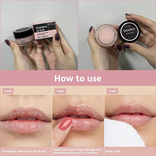 Lip Scrub, Lip Scrubs Exfoliator Moisturizer Dr.YIMAN Sugar Lip Scrub, Lip Exfoliator Scrub for Dry and Chapped Lips,Anti-Aging and Temping, Lip Mask, Lip Care Products, Lip Scrubber, Lip Moisturizer Strawberry