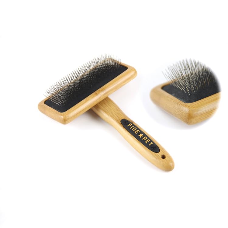 PROBUSINES-Pet Grooming Bamboo Comb Premium Carbonized Bamboo Drip Plastic Handle with Professional Stainless Steel Bent Needle Pins for Dogs and Cats Pet Bruch (large) - BeesActive Australia