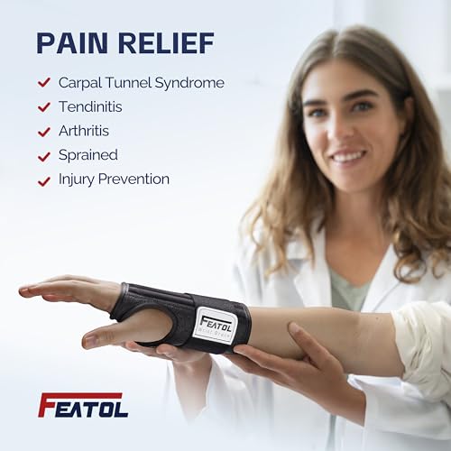 FEATOL 2 Pack Wrist Brace For Work Right and Left Hand, Small+Wrist Brace with Ergonomic Wrist Splint Right Hand, Small