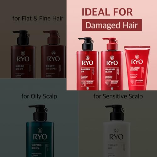 RYO Damage Care & Nourishing Treatment with Korean Ginseng & Caffeine - Deep Conditioning Mask for Repair and Moisturizing, Anti Loss Care, Strengthening hair roots, 10 Fl Oz. Damage Care & Treatment