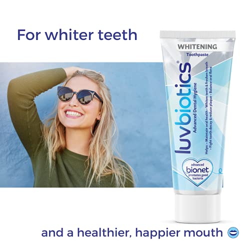 Luv Biotics Probiotic Whitening Toothpaste with Xylitol & Aloe Vera for Fresh Breath and Oral Care - 3 x 75ml 2.64 Fl Oz (Pack of 3)