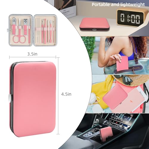 10 in 1 Manicure kit for Women Professional Pink Nail kit, Fingernail and Toenail Clipper Cutters and Personal Pedicure, Complete Manicure Set Women with Travel Beauty Tools Convenience Set