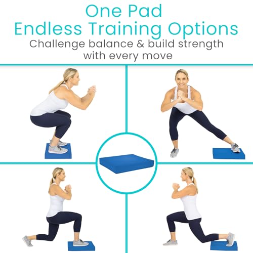 Vive Balance Pad - Foam Large Yoga Mat Trainer for Physical Therapy, Stability Workout, Knee and Ankle Exercise, Strength Training, Rehab - Chair Cushion for Adults, Kids, and Travel Champion Blue