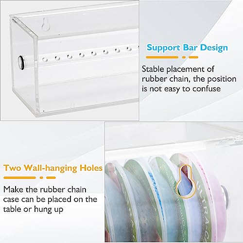 Power Chain Organizer Case, Premium Acrylic Dental Orthodontic Elastic Chain Dispenser Securely Store & Organize Braces Rubber Bands With The Clear Lid Ideal For Clinics & Patients