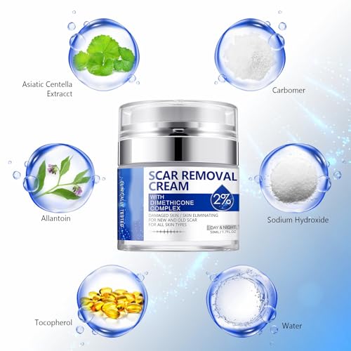 Scar Cream, Scar Removal Cream - Advanced Scar Cream for Surgical Scars, Acne Scars, C-Section, Burns, Stretch Marks -Effective for Old and New Scars Gel Acne Scar Treatment