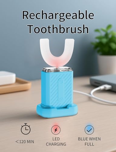 U-Shaped Electric Toothbrush for Adults, ultrasonic Toothbrush with IPX7 Waterproof, U Toothbrush