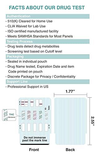 Easy@Home 5 Pack Multi-Drug Screen Test, 12 Panel Urine Drug Testing Kit 5 Count (Pack of 1)
