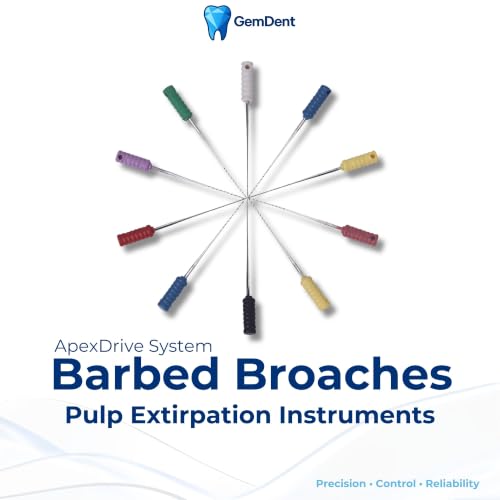 ApexDrive Barbed Broaches, 21 mm, Sizes #0–6 Assorted, 1 Pack of 10 Files 21MM #0-6 Assorted