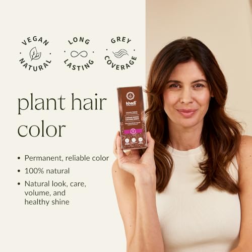 khadi LIGHT BROWN Natural Hair Color - Hair dye for light, warm fawn brown with lively reddish reflections - 100% herbal & natural - 3.5 oz